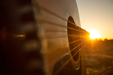 Guitar during the sunset.Playing guitar music with friends during the golden hour,just an hour...