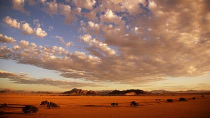 Naklejka na ściany i meble sunset in the desert in Namibia, Africa.