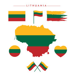 lithuania flag and Map Vector