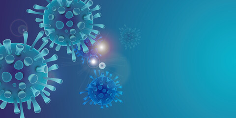 Naklejka premium Covid 19 design banner - coronavirus sars cov 2 - blue design