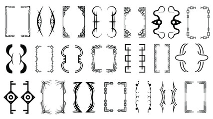 Set Black Simple Line Collection Different Doodle Brackets, Parentheses, Braces Elements Vector Design Style Sketch Isolated Illustration For Banner