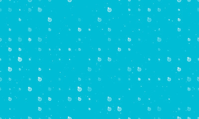 Seamless background pattern of evenly spaced white goal symbols of different sizes and opacity. Vector illustration on cyan background with stars