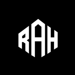 RAH letter logo design with polygon shape. RAH polygon and cube shape logo design. RAH hexagon vector logo template white and black colors. RAH monogram, business and real estate logo.