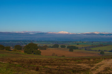 krajobraz drzewa g&oacute;ry niebo błękit widok natura