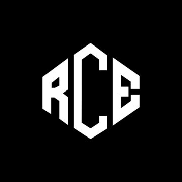 RCE letter logo design with polygon shape. RCE polygon and cube shape logo design. RCE hexagon vector logo template white and black colors. RCE monogram, business and real estate logo.