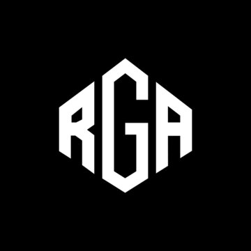 RGA letter logo design with polygon shape. RGA polygon and cube shape logo design. RGA hexagon vector logo template white and black colors. RGA monogram, business and real estate logo.