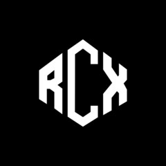 RCX letter logo design with polygon shape. RCX polygon and cube shape logo design. RCX hexagon vector logo template white and black colors. RCX monogram, business and real estate logo.