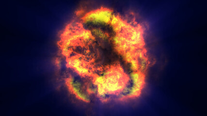 Fototapeta premium fire flame ball explosion in space, illustration