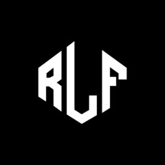 RLF letter logo design with polygon shape. RLF polygon and cube shape logo design. RLF hexagon vector logo template white and black colors. RLF monogram, business and real estate logo.