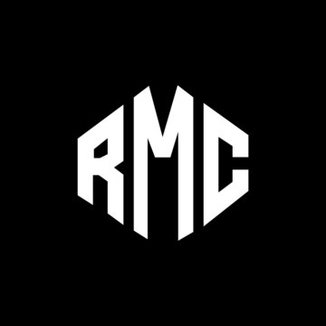 RMC letter logo design with polygon shape. RMC polygon and cube shape logo design. RMC hexagon vector logo template white and black colors. RMC monogram, business and real estate logo.