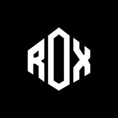 ROX letter logo design with polygon shape. ROX polygon and cube shape logo design. ROX hexagon vector logo template white and black colors. ROX monogram, business and real estate logo.