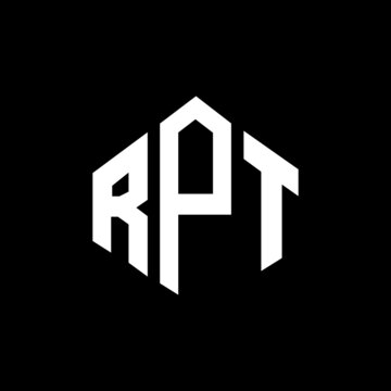 RPT letter logo design with polygon shape. RPT polygon and cube shape logo design. RPT hexagon vector logo template white and black colors. RPT monogram, business and real estate logo.