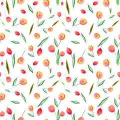 seamless pattern spring flowers tulips
