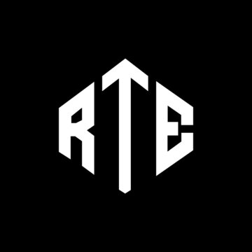 RTE letter logo design with polygon shape. RTE polygon and cube shape logo design. RTE hexagon vector logo template white and black colors. RTE monogram, business and real estate logo.