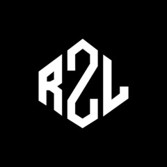 RZL letter logo design with polygon shape. RZL polygon and cube shape logo design. RZL hexagon vector logo template white and black colors. RZL monogram, business and real estate logo.