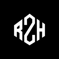 RZH letter logo design with polygon shape. RZH polygon and cube shape logo design. RZH hexagon vector logo template white and black colors. RZH monogram, business and real estate logo.