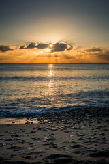 Perfect seascape view from a beach at sunset