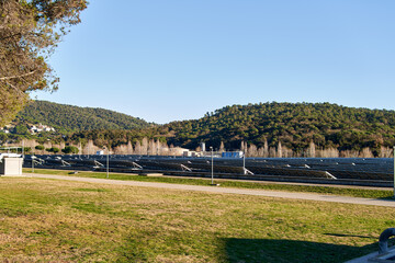 Obraz premium Solar panels station. Photovoltaic modules for renewable energy