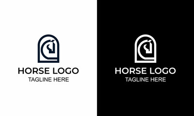 Creative Minimal line art logo of Horse, Abstract Horse logo	