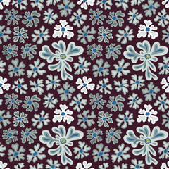 Vector seamless pattern. Ornament with flowers. Design print for textile, fabric, wallpaper, background.