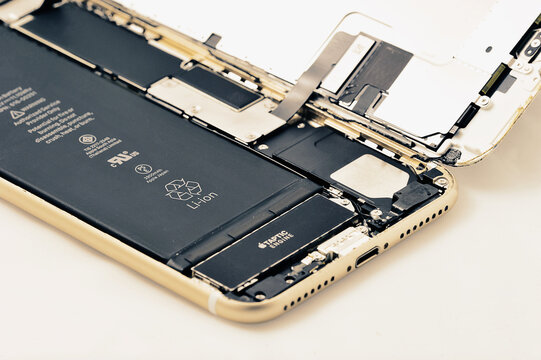iphone 7 plus phone with an open case - with traces of repair