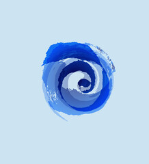 Hand drawn acrylic element, light blue round stroke isolated on white background.
