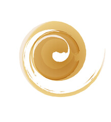 Gold glitter circle with vector golden paint brush texture on vector transparent background.