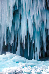 Winter blue ice needles