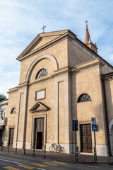 Fototapeta na wymiar Beautiful church with bell tower in Cattolica