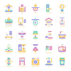 Smart Home icon pack for your website design, logo, app, UI. Smart Home icon flat design. Vector graphics illustration and editable stroke.