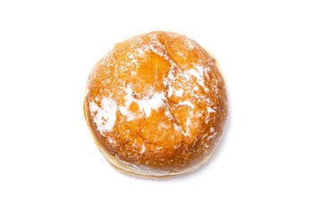 German donut with sugar powder isolated on white background