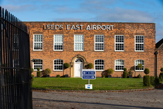 East Leeds Airport entrance near Church Fenton.  Former RAF Church Fenton, now operating as a private airport and owned by Makins Enterprises