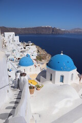 Naklejka premium Iconic View over Santorini, Greece