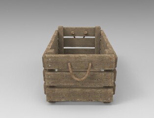 3d illustration of the wooden box
