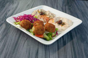 Hummus, falafel, dolma, baba ganoush