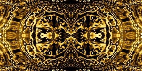 Portuguese Tile Background. Luxury Navajo. Gold