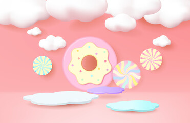 3d rendering scene with display podium for mock up