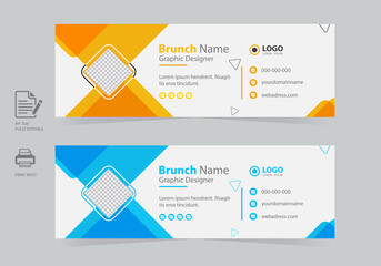 Creative Abstruct Email Signature Design Template Or Social Media Cover Design Vector Premium