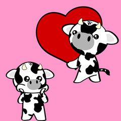 little kawaii cow character cartoon