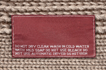 Care instructions label