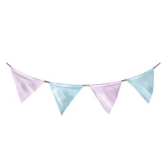 Party garland. watercolor holiday flags in blue-pink. Boho style