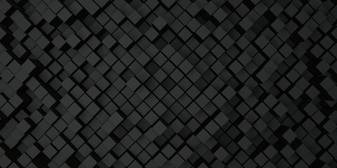 Random structure of cubes of different heights in the form of a lattice. Abstract geometric background in black colors. 3d render