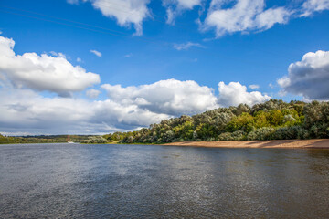 Picturesque river Oka. Walk along the Oka on the 
