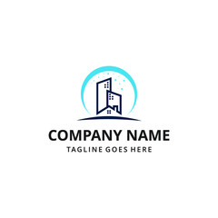 Vector symbol design illustration for a real estate company. Abstract building logo design template. City skyline logo layout, Home icon idea. Construction sign