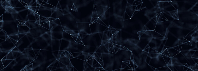 Abstract digital background of points and lines. Glowing plexus. Big data. Network or connection. Abstract technology science background. 3d rendering