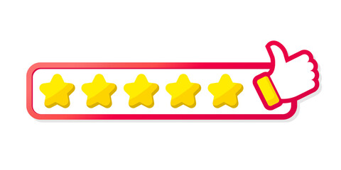 Recommended banner. Advertising label. Best quality. Five stars and thumb up. Like. Best offer sticker.