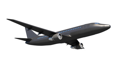Modern Black Airplane isolated on white background