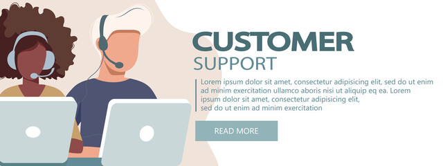Live support concept. Business customer care service concept. Icon for contact us, support, help, phone call and website click. Flat vector illustration.	