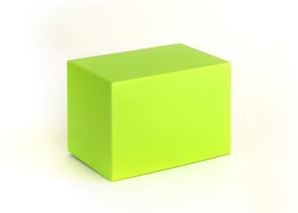 Fototapeta premium Green color paper box isolated on white background. Box mockup design.