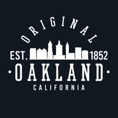Oakland, CA, USA Skyline Original. A Logotype Sports College and University Style. Illustration Design Vector City. - obrazy, fototapety, plakaty